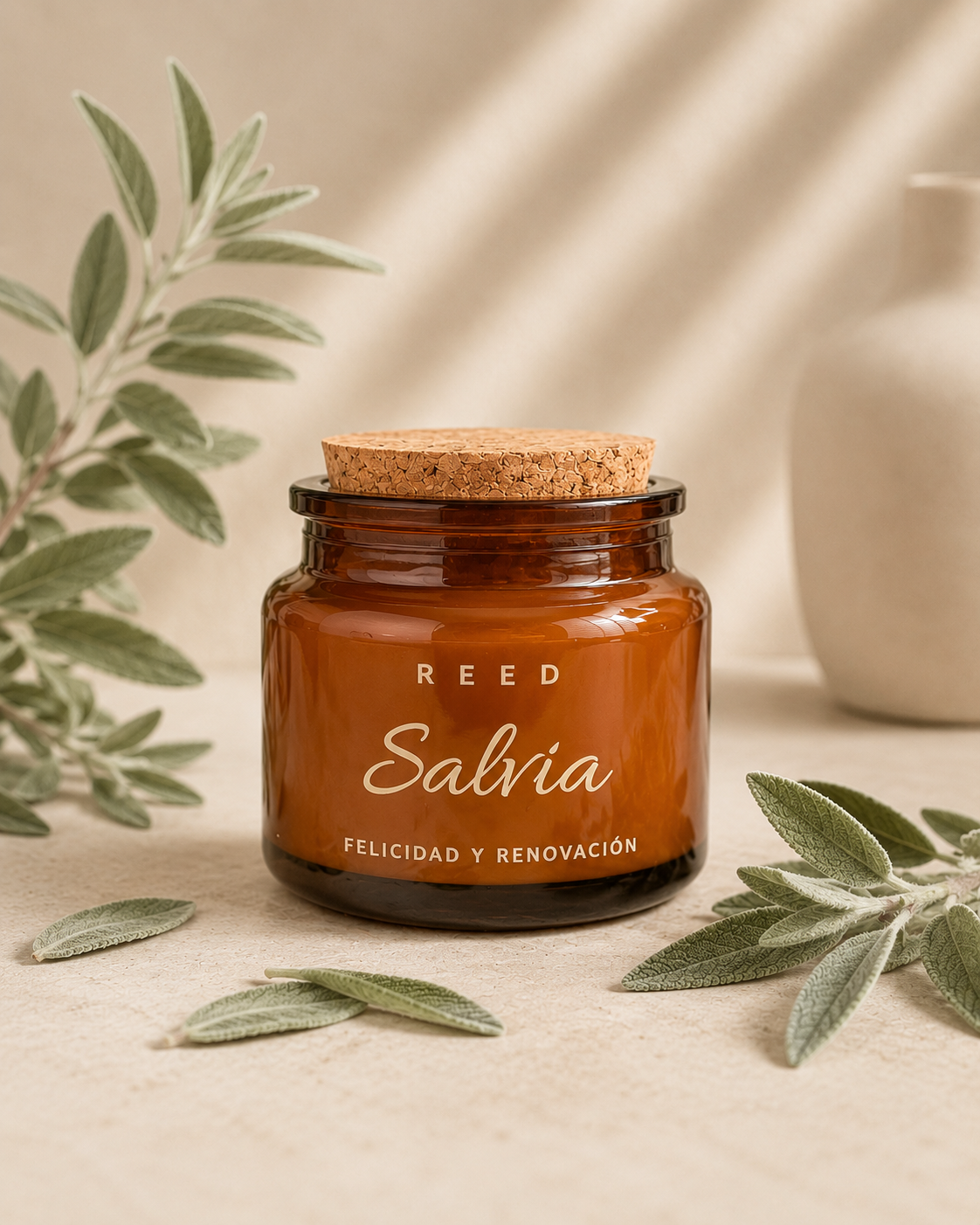 Vela de Salvia Blanca – Felicidad y Renovación